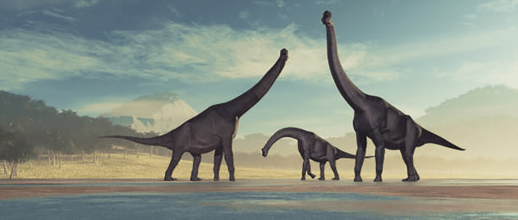 群れで移動するブラキオサウルス