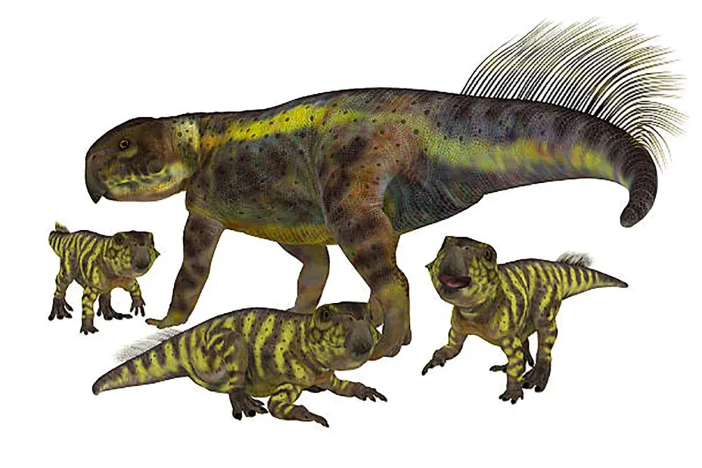 子どもの世話をするプシッタコサウルス