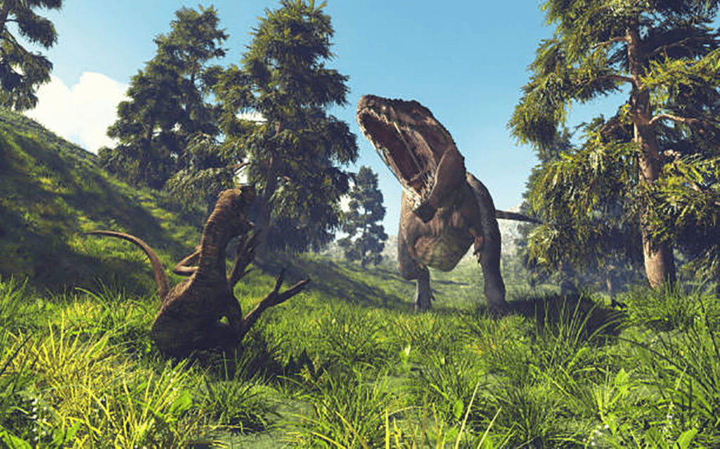 獲物を威嚇しているティラノサウルス
